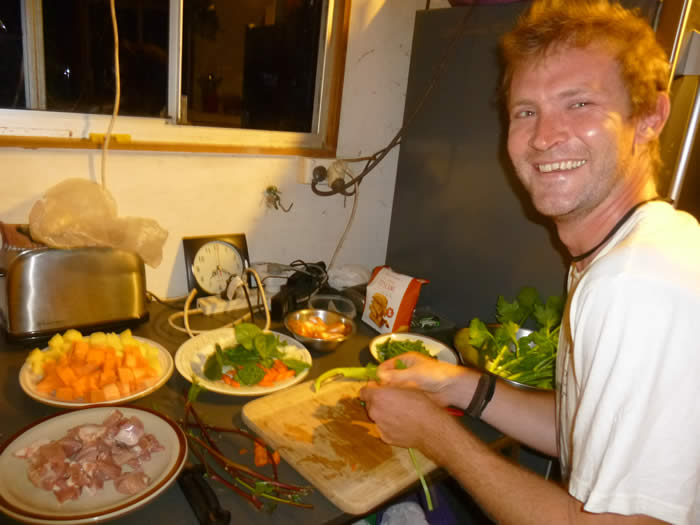 Stuart making Thai Chicken Curry