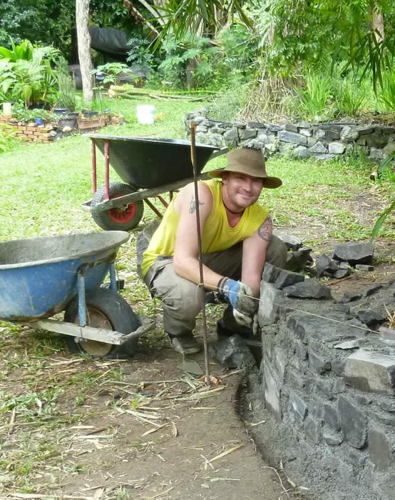 Stuart making his very first Stone Wall