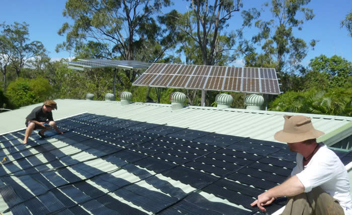 Stuart installing the Solar swimming pool heating